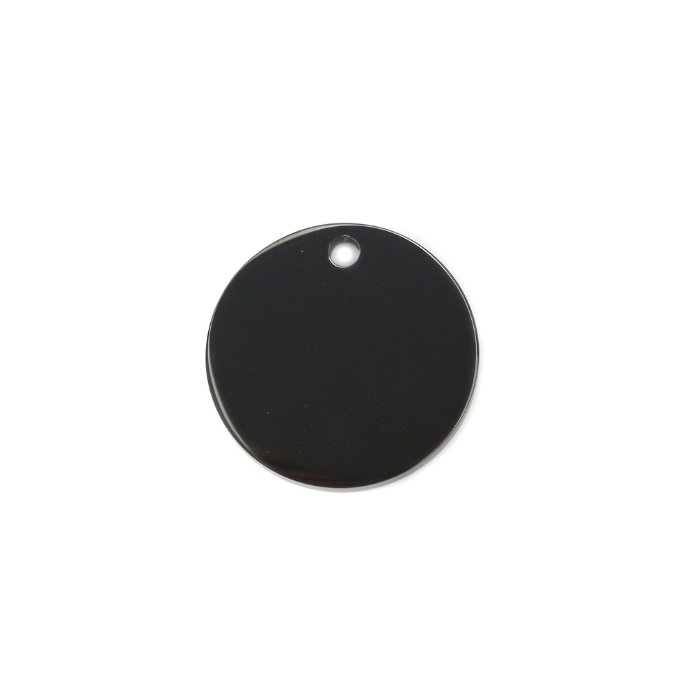 Metal Stamping Blanks Stainless Steel, Black Round, Disc, Circle with Hole, 12mm (.47"), Pack of 5